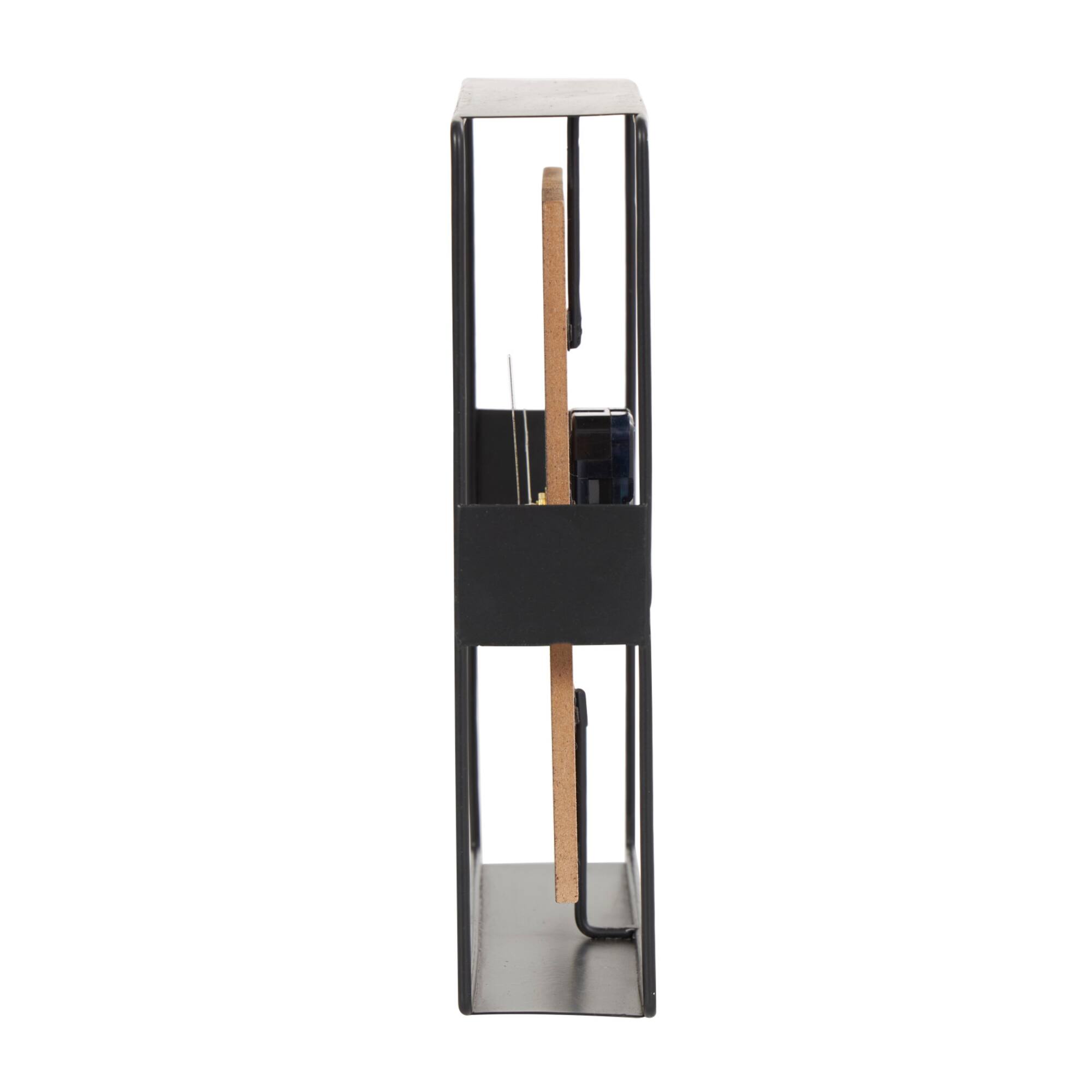 9" Black Geometric Open Frame Square Clock with Grid Pattern